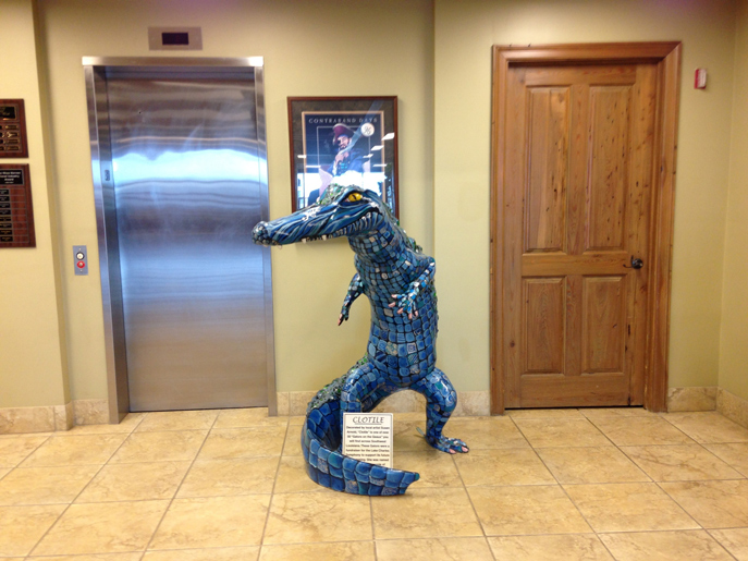 Lake Charles, LA. (Sculpture: Gators on the Geaux—Clotile by Susan Arnold)